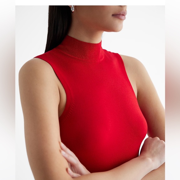 Express Mock Neck Sleeveless Mini Sweater Dress - Picture 3 of 4